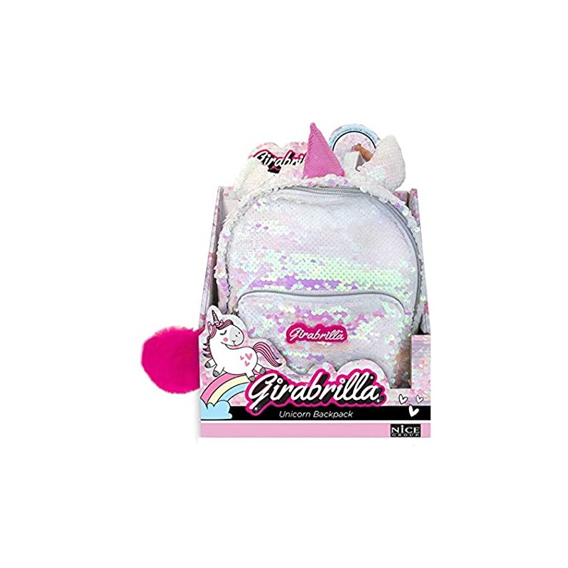 Mochila Blanca de Unicornio con Lentejuelas Girabrilla